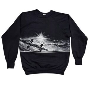 Vintage Ski Sweatshirt Double Sided Raglan G. Hagenson 80s Made In USA XL Black